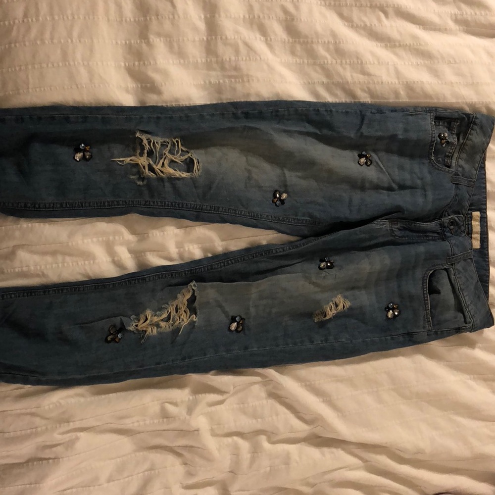Jeweled boyfriend jeans